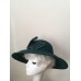 s Ocean Dark Teal Blue Green Hat Wide Brim Studded Bow August 21 1/2”Church  eb-64756235